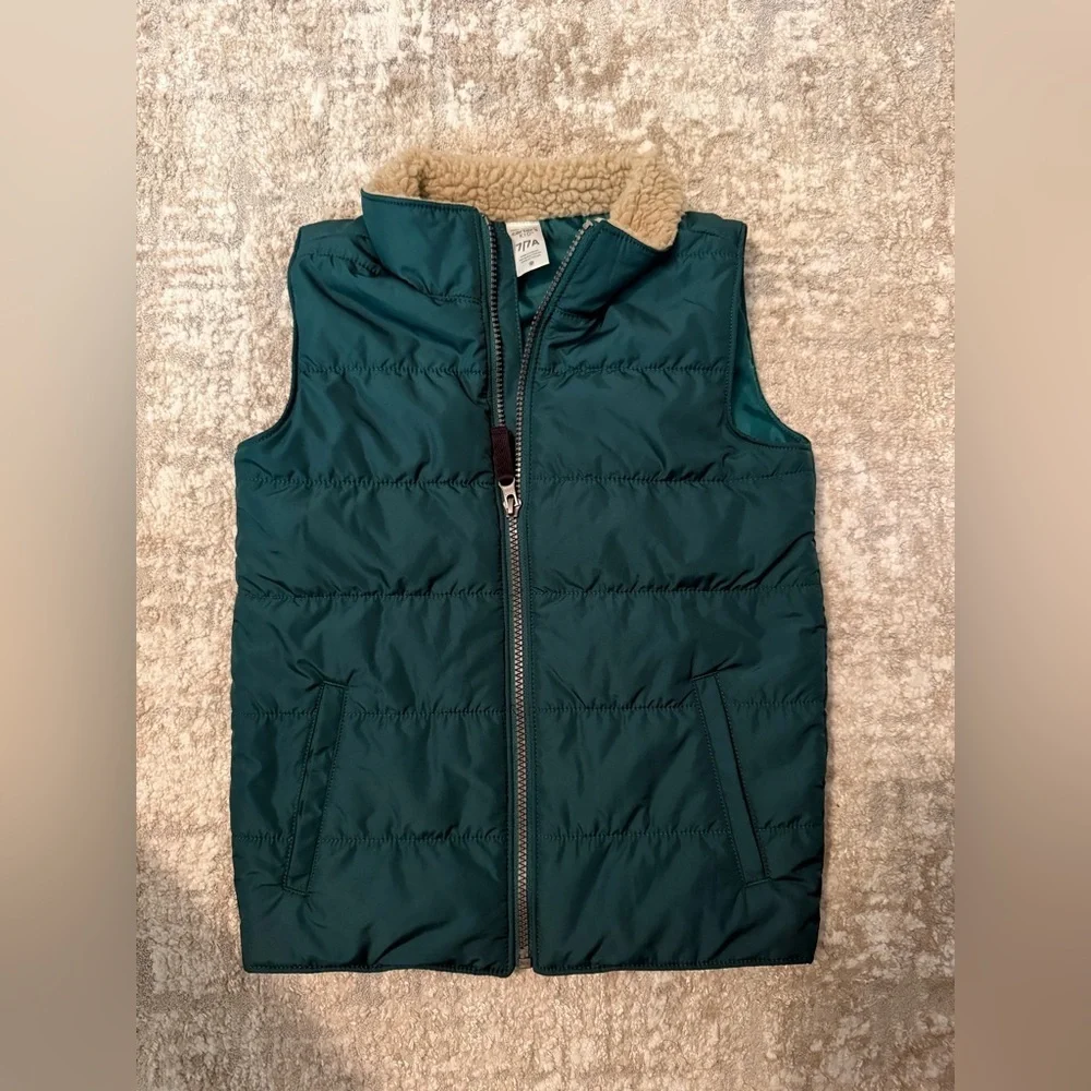 Carter's Teal Quilted Puffer Vest with Sherpa Collar size 7
